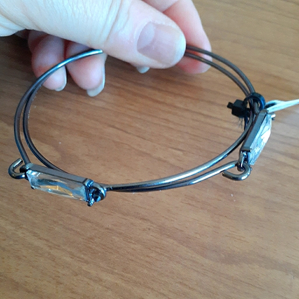 NWT Double Silver Stone Bangle Bracelets